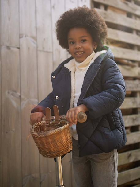 Doudoune fille à capuche doublée sherpa   - vertbaudet enfant