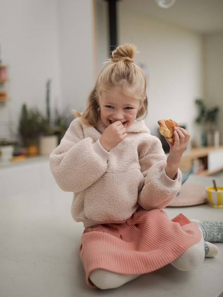 Sweat fille à capuche en sherpa   - vertbaudet enfant