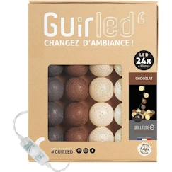 -Guirlande lumineuse boules coton LED USB - Veilleuse bébé 2h - 3 intensités - 24 boules 2,4m - Chocolat