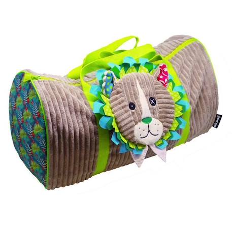 Garçon-Sac de voyage DEGLINGOS - Jélékros le lion - Vert et beige - 45 x 23 x 25 cm - Déperlant