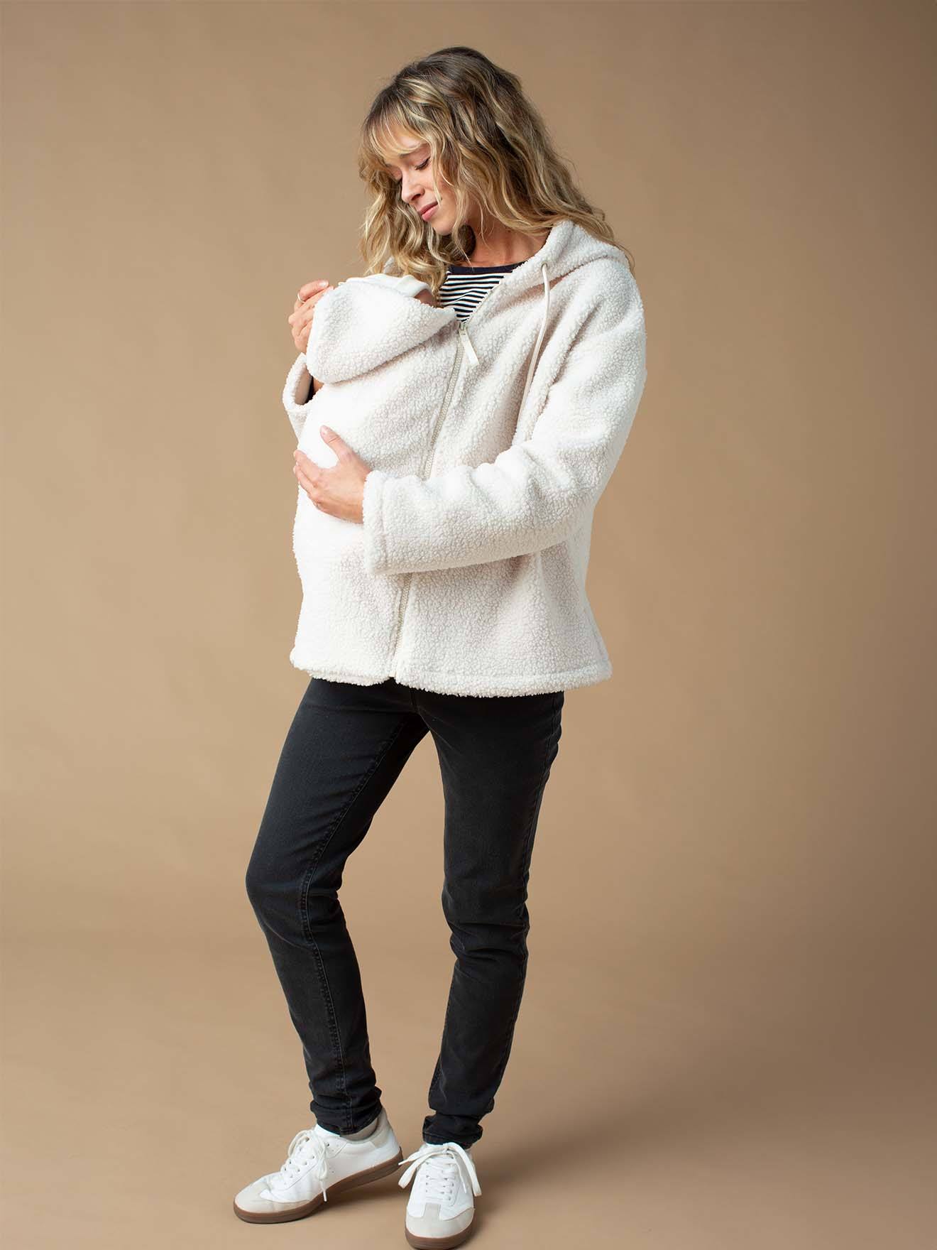 Sweat zippé en sherpa évolutif avec protège bébé écru (Envie De Fraise) - Image 2