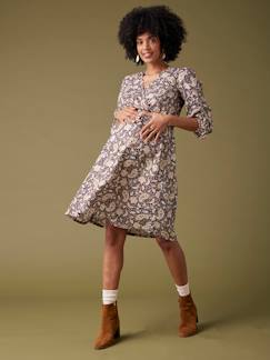 Vêtements de grossesse-Robe-Robe de grossesse imprimée fleurs fil brillant