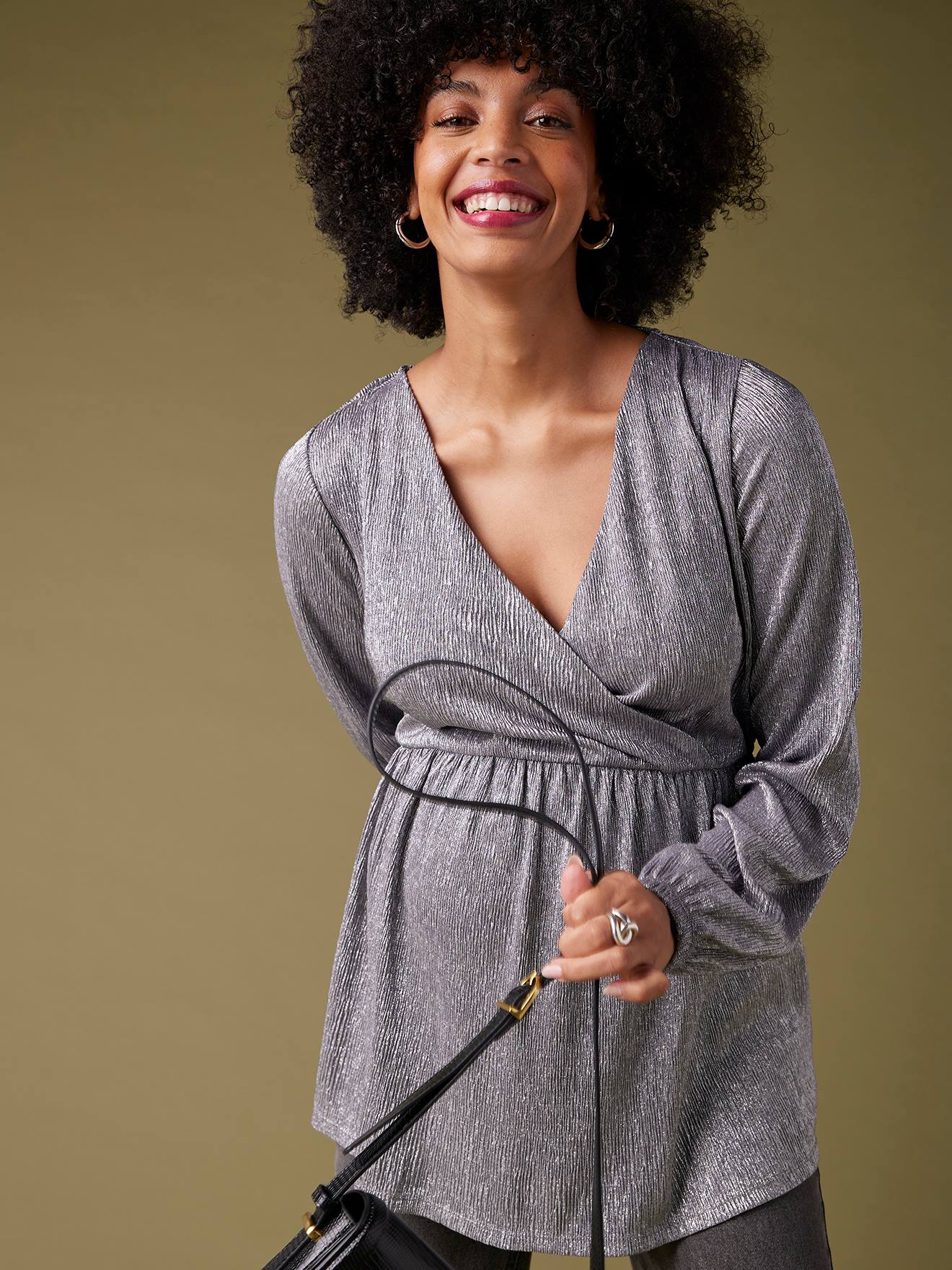 Tee-shirt blouse de fête grossesse argent