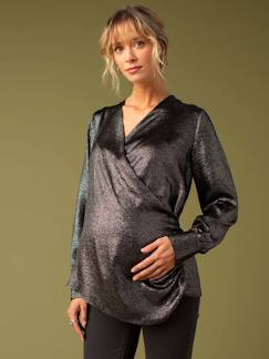 Vêtements de grossesse-Allaitement-Blouse cache-coeur de grossesse effet irisé