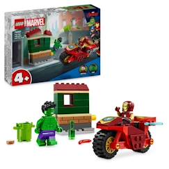 Jouet-LEGO® Marvel 76287 Iron Man avec une Moto et Hulk, Set Avengers avec Minifigurines