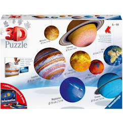 Jouet-Puzzle 3D Système solaire - Ravensburger - 8 planètes - 522 pièces - Dès 6 ans