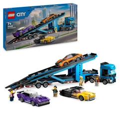 Jouet-LEGO® City 60408 Le camion de transport de voitures de sport, 4 véhicules pour enfants