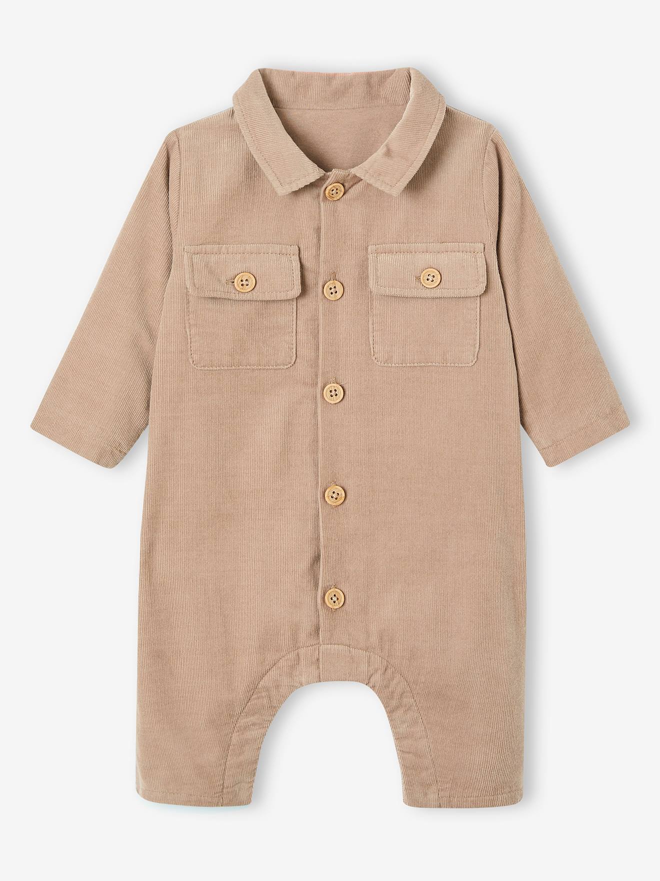 Combinaison en velours côtelé bébé beige