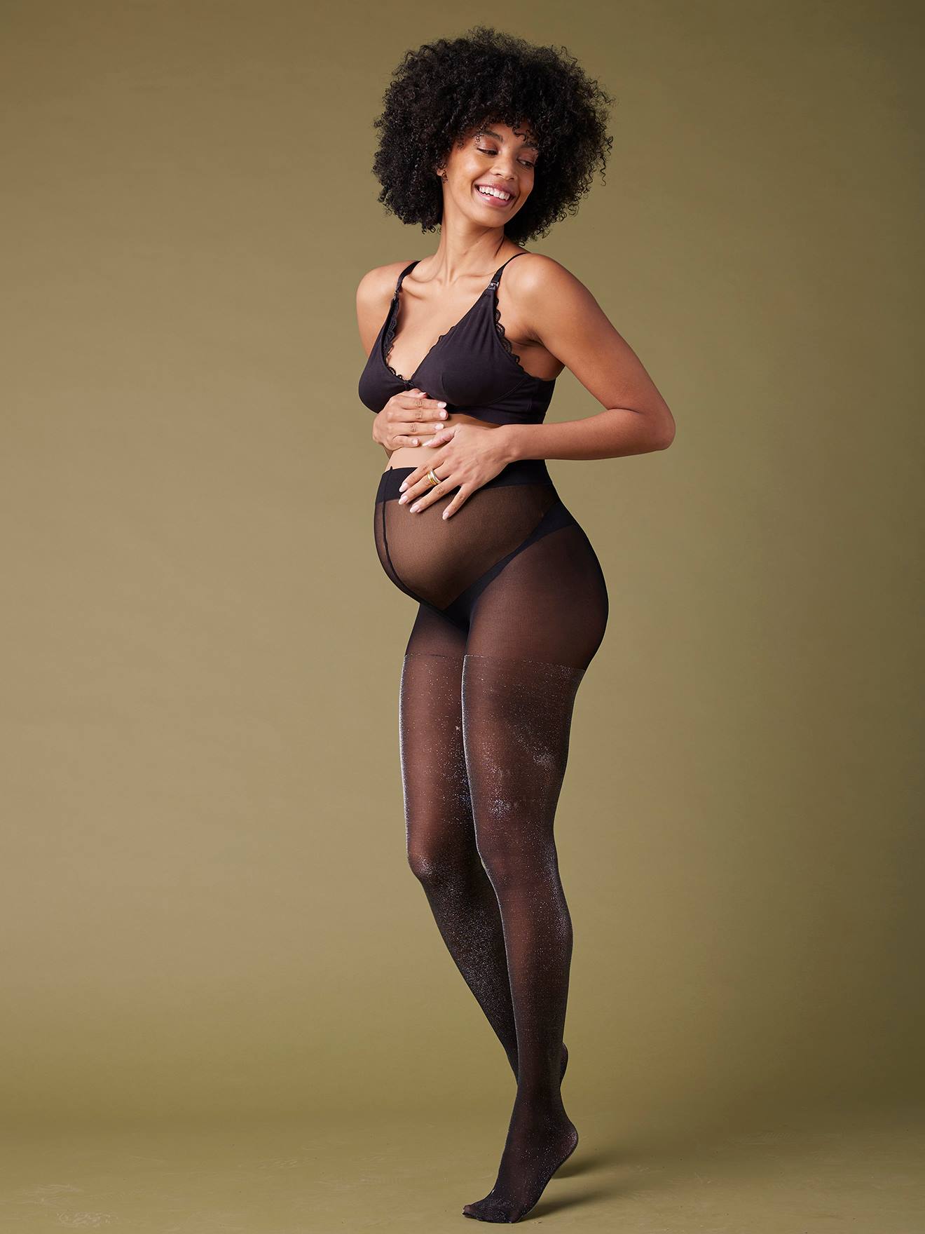 Collant de grossesse scintillant ENVIE DE FRAISE noir