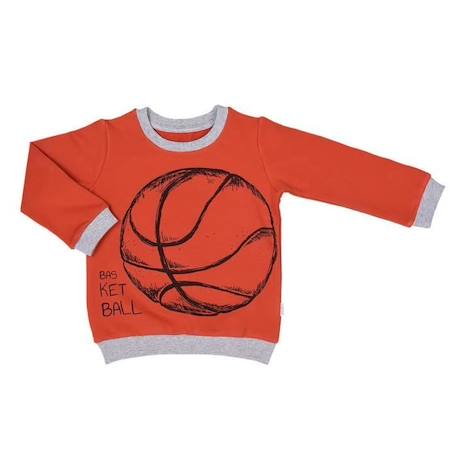 Bébé-Sweat T-shirt en coton bio BASKET - KITIKATE - Manches longues - Orange - Bébé