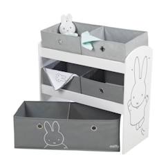 Chambre et rangement-Rangement-Petit Meuble - ROBA - Étagère de Rangement miffy® avec 5 Boîtes en Tissu - Gris / Blanc