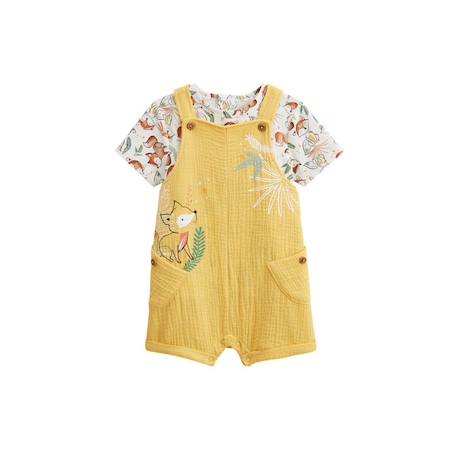 Ensemble salopette bébé en gaze de coton et t-shirt Petit Envahisseur  - vertbaudet enfant