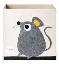 Jouet-Cube de rangement - 3 SPROUTS - Souris - Polyester, carton dur - 33 x 33 x 33 cm