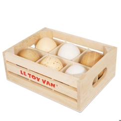 Jouet-Cagette à œufs demi douzaine - LE TOY VAN - Pour cuisine pour enfants - Bois - Mixte - Beige et blanc