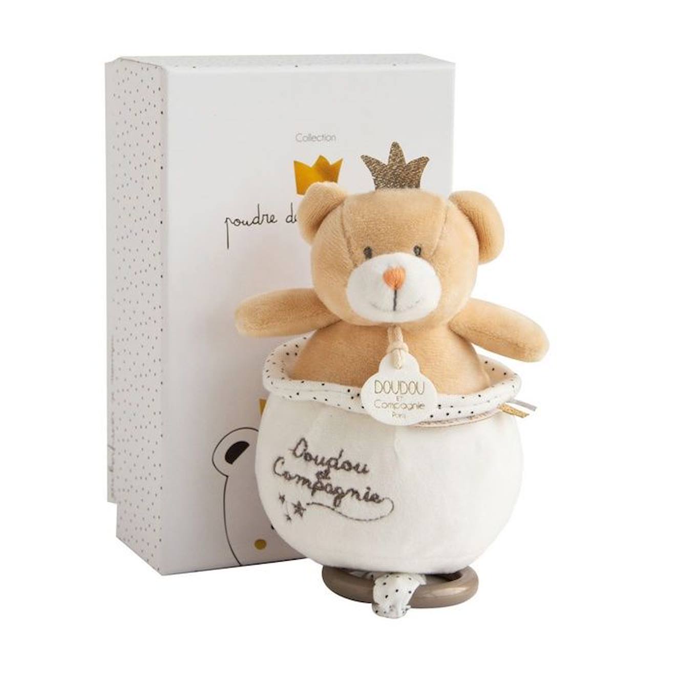 Doudou et Compagnie - Jouet Musical - Doudou Et Compagnie - Ours Petit Roi - Boîte À Musique - Blanc - Enfant - Mixte Blanc