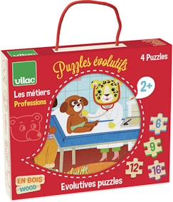 Jouet-Puzzle évolutif métiers - Vilac - 4 puzzles de 6 à 16 pièces - Enfant 2 ans et plus