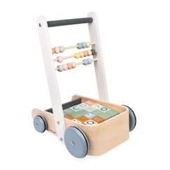 Jouet-Chariot de marche ABC Sweet Cocoon - JANOD - Bois - 20 cubes chiffres et lettres - Boulier