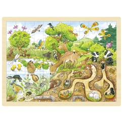 Jouet-Puzzle en bois Découverte de la nature - GOKI - Moins de 100 pièces - Vert