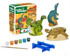 Jouet-Moules à Dinosaures - Mako Moulages - 3 Figurines - Fabriqué en France - À partir de 5 ans - Kit Créatif