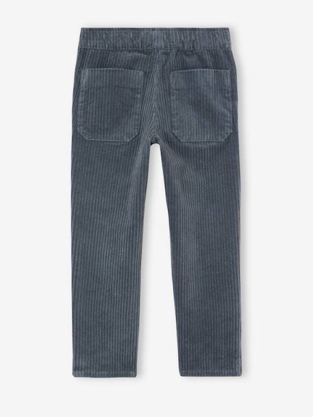 Pantalon en velours côtelé garçon facile à enfiler bleu ardoise+vert sapin 3 - vertbaudet enfant 