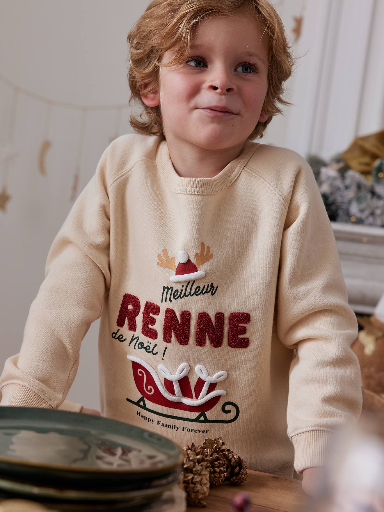 Sweat enfant meilleur renne de Noël capsule famille vanille