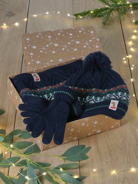 Garçon-Accessoires-Bonnet, écharpe, gants-Coffret Noël Garçon bonnet + snood + gants