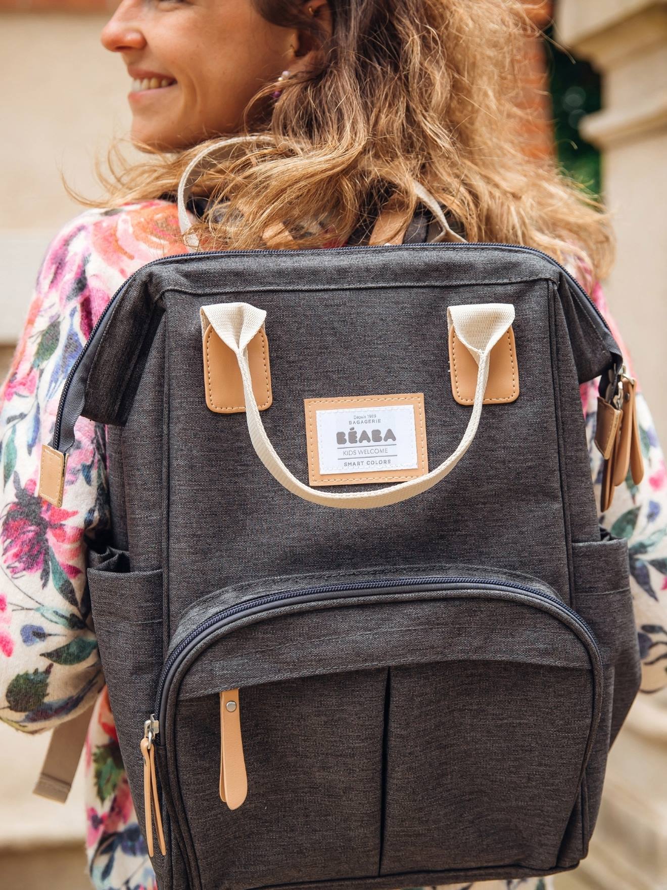 Sac à dos à langer Wellington gris chiné