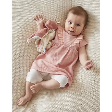 Bébé-Set robe en jersey gaufré, legging, écru,Rose clair