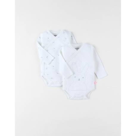 Bébé-Ensemble de 2 bodies naissance en coton blanc