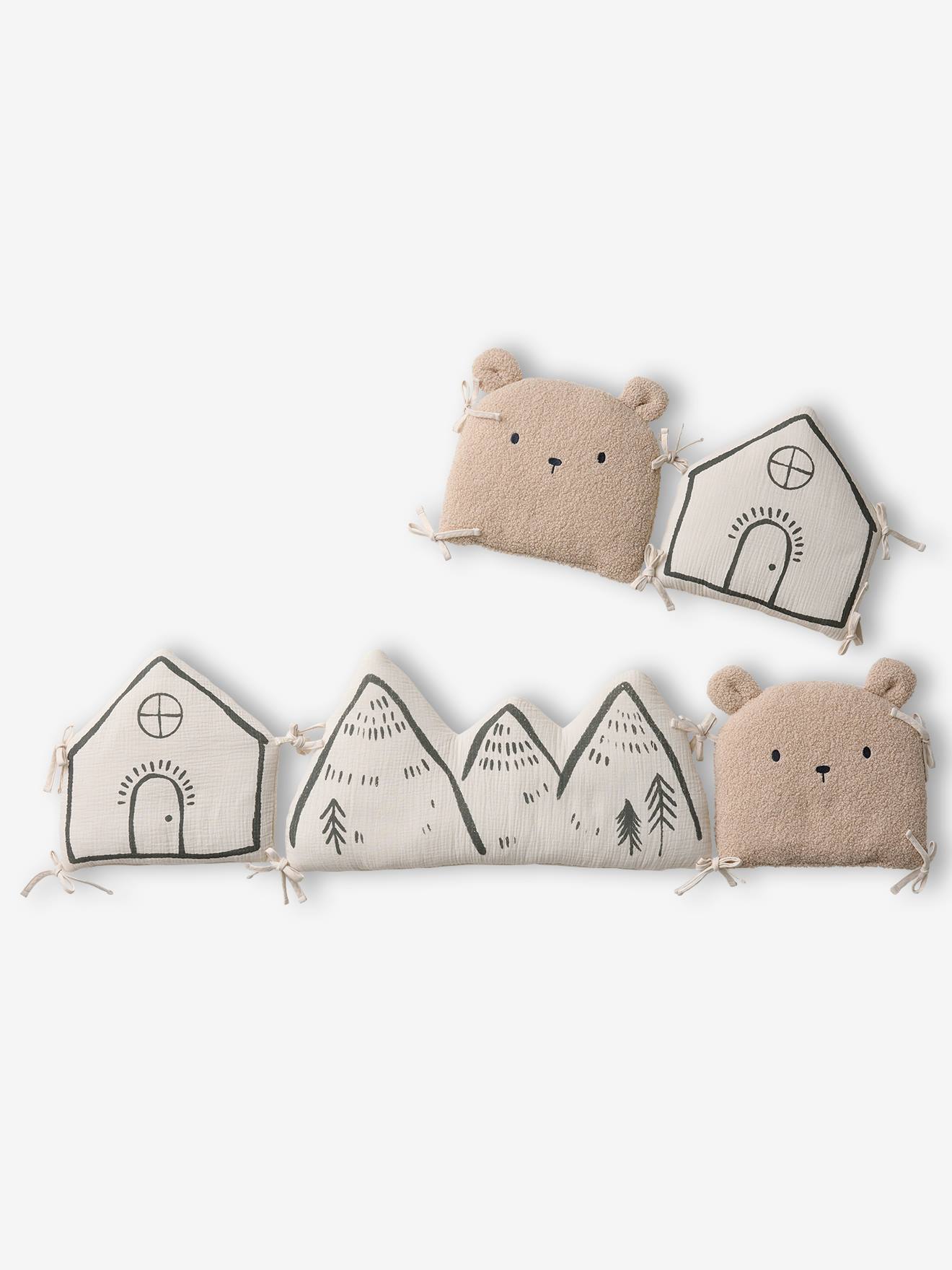 Tour de lit / Tour de parc coussins HYGGE beige imprimé (Vertbaudet) - Image 2