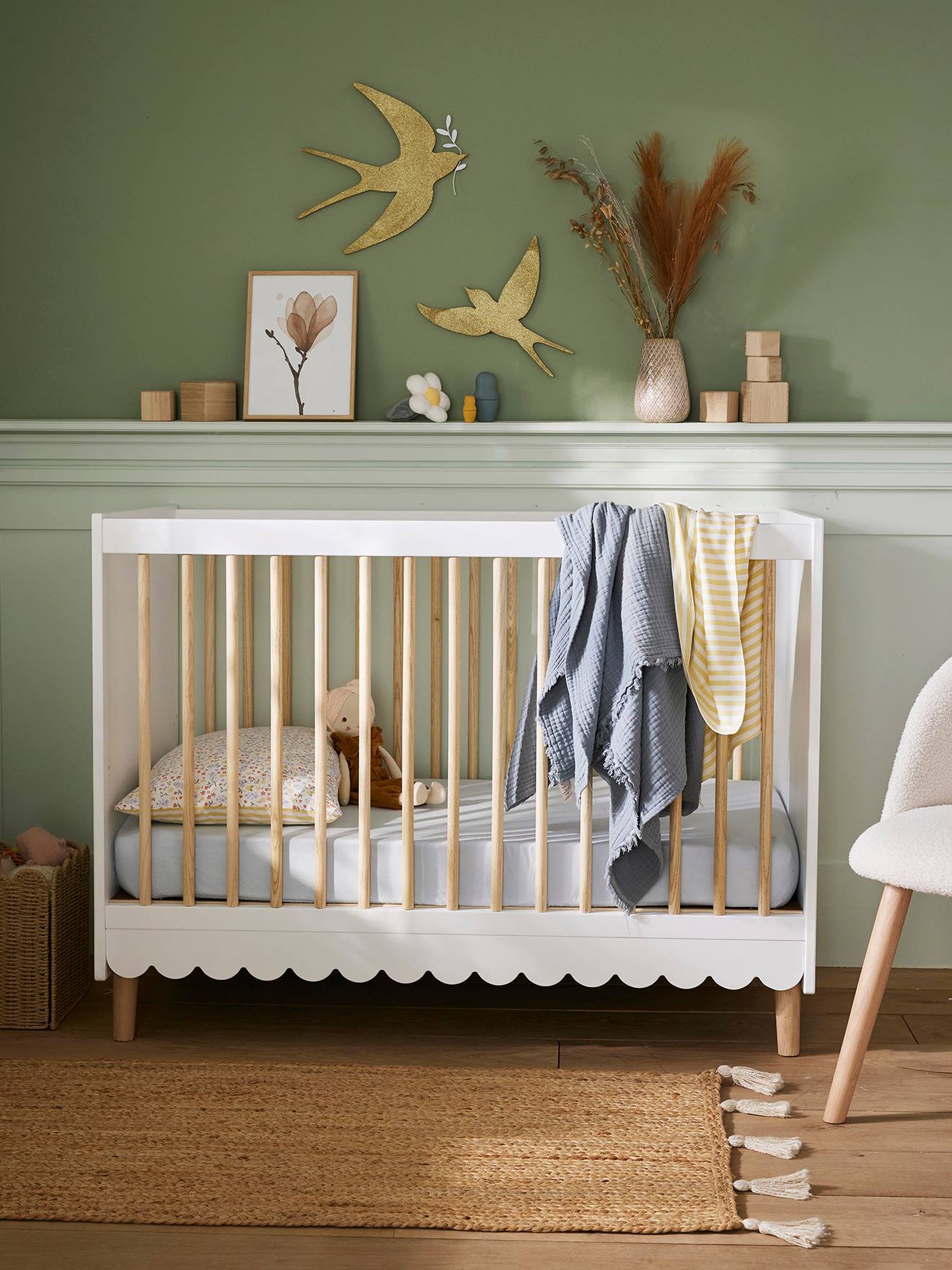 Lit bébé évolutif LIGNE FESTON blanc