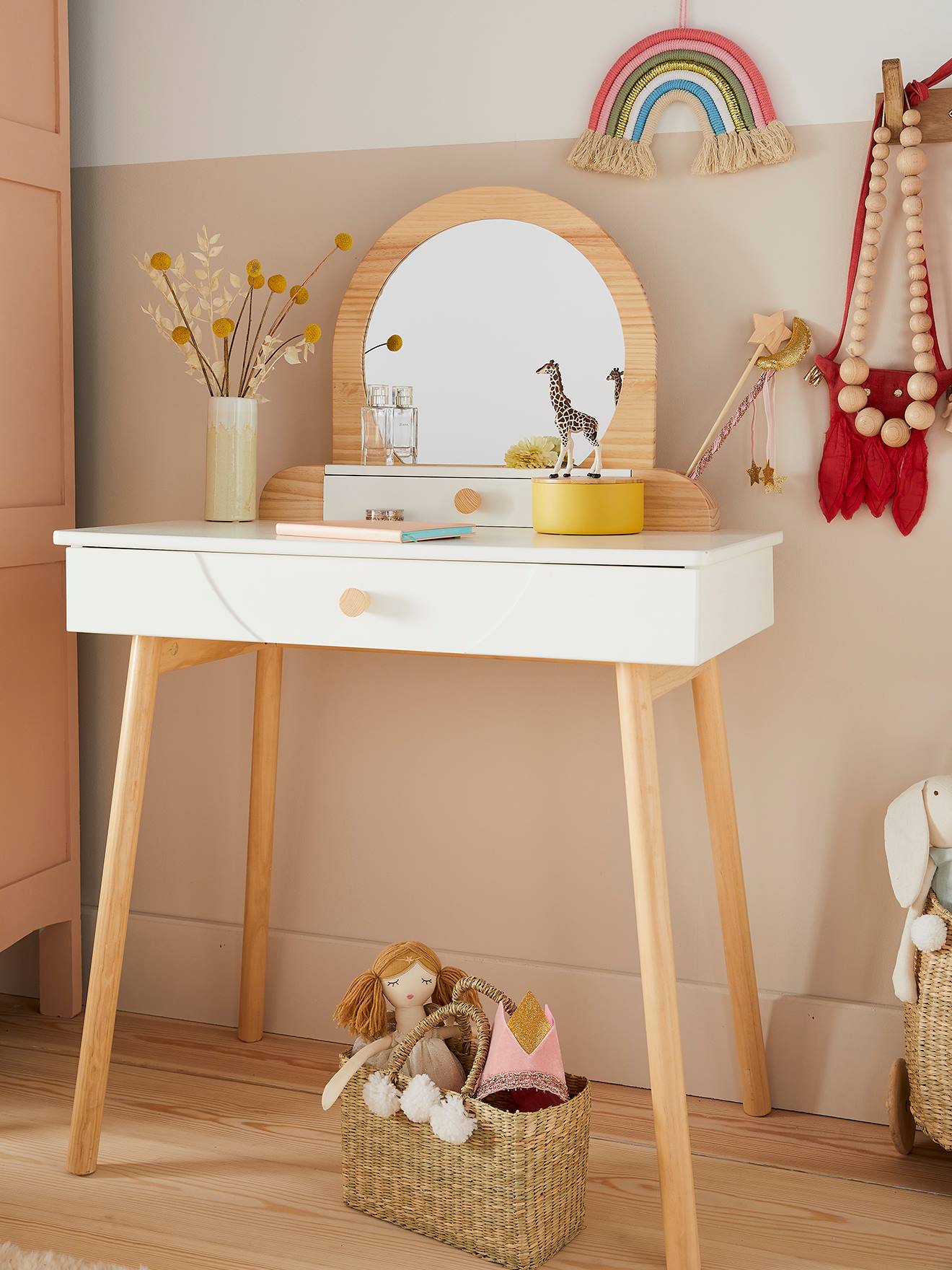 Grande coiffeuse Suzie blanc - bois