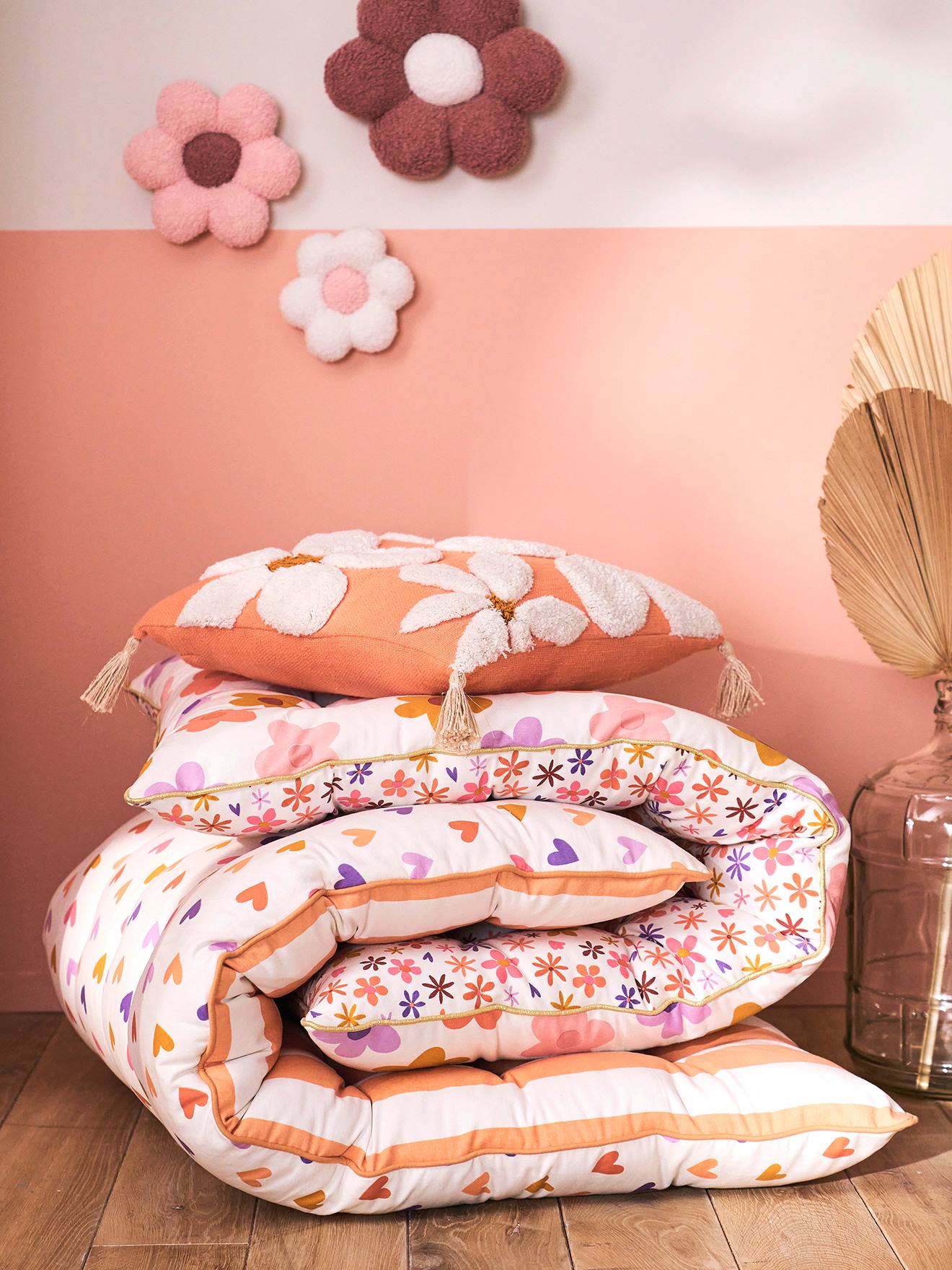 Coussin carré fleurs à pompons (Vertbaudet) - Image 3