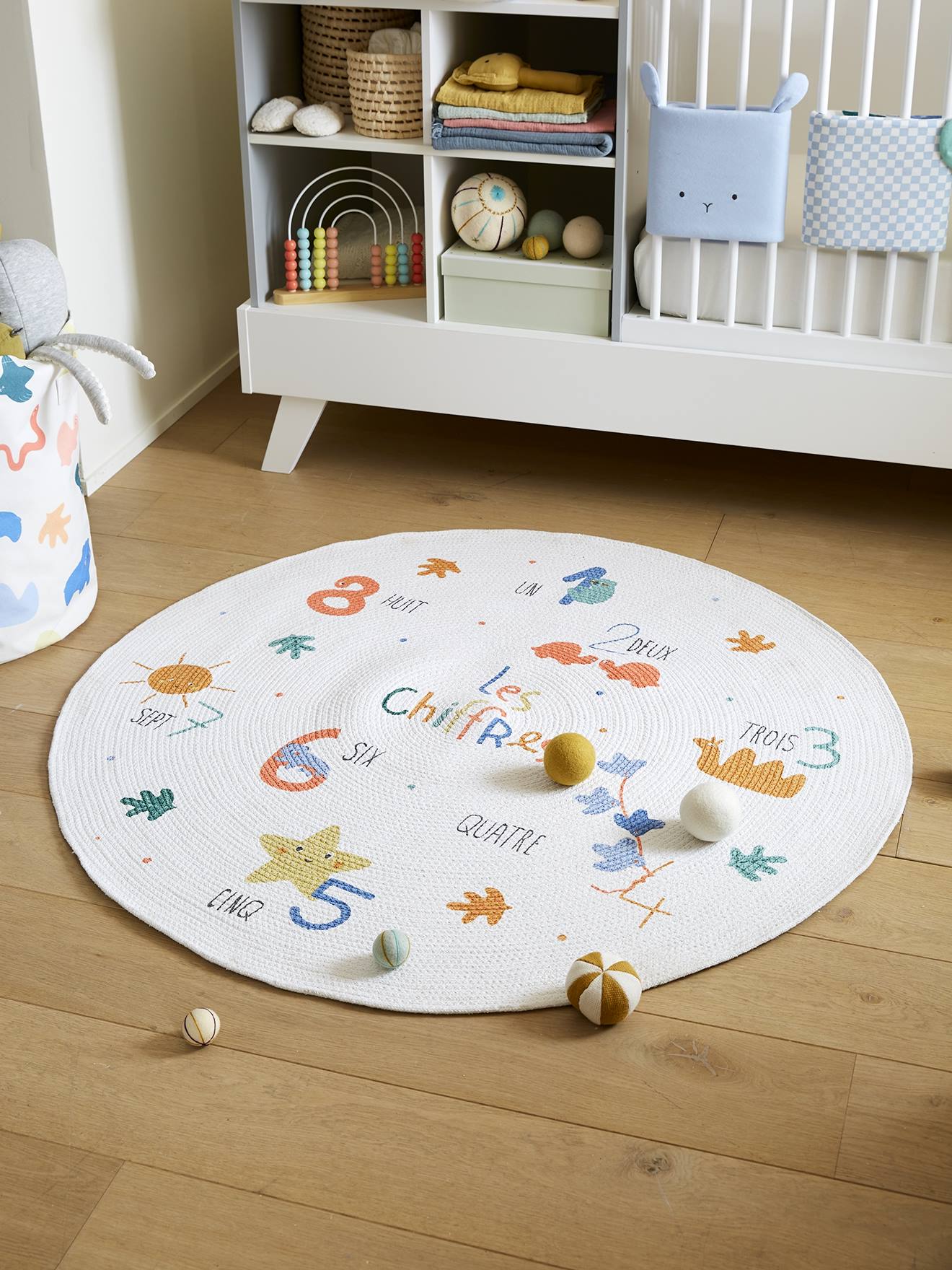 Tapis rond chiffres ARTISTE écru
