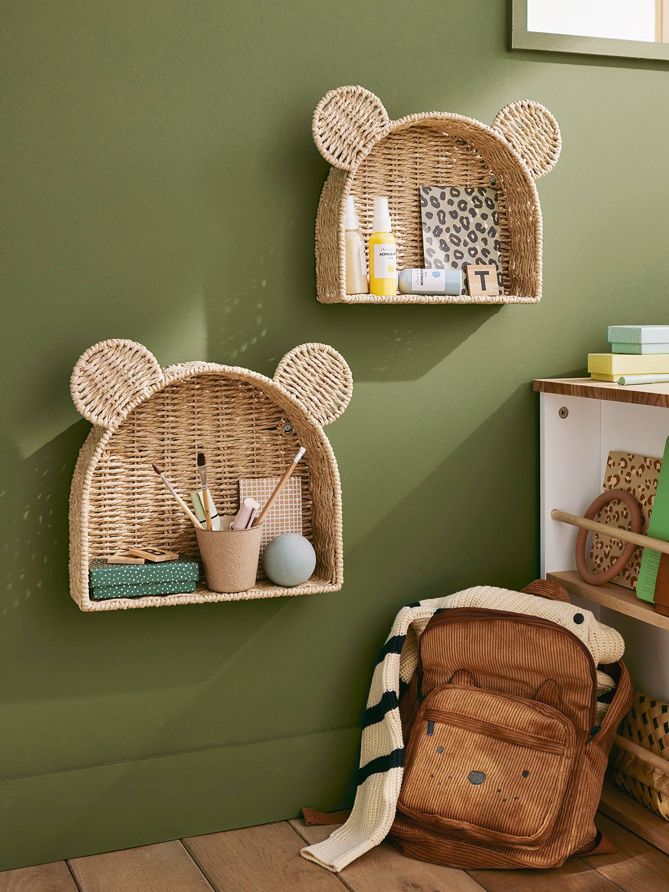 Lot de 2 étagères ourson marron
