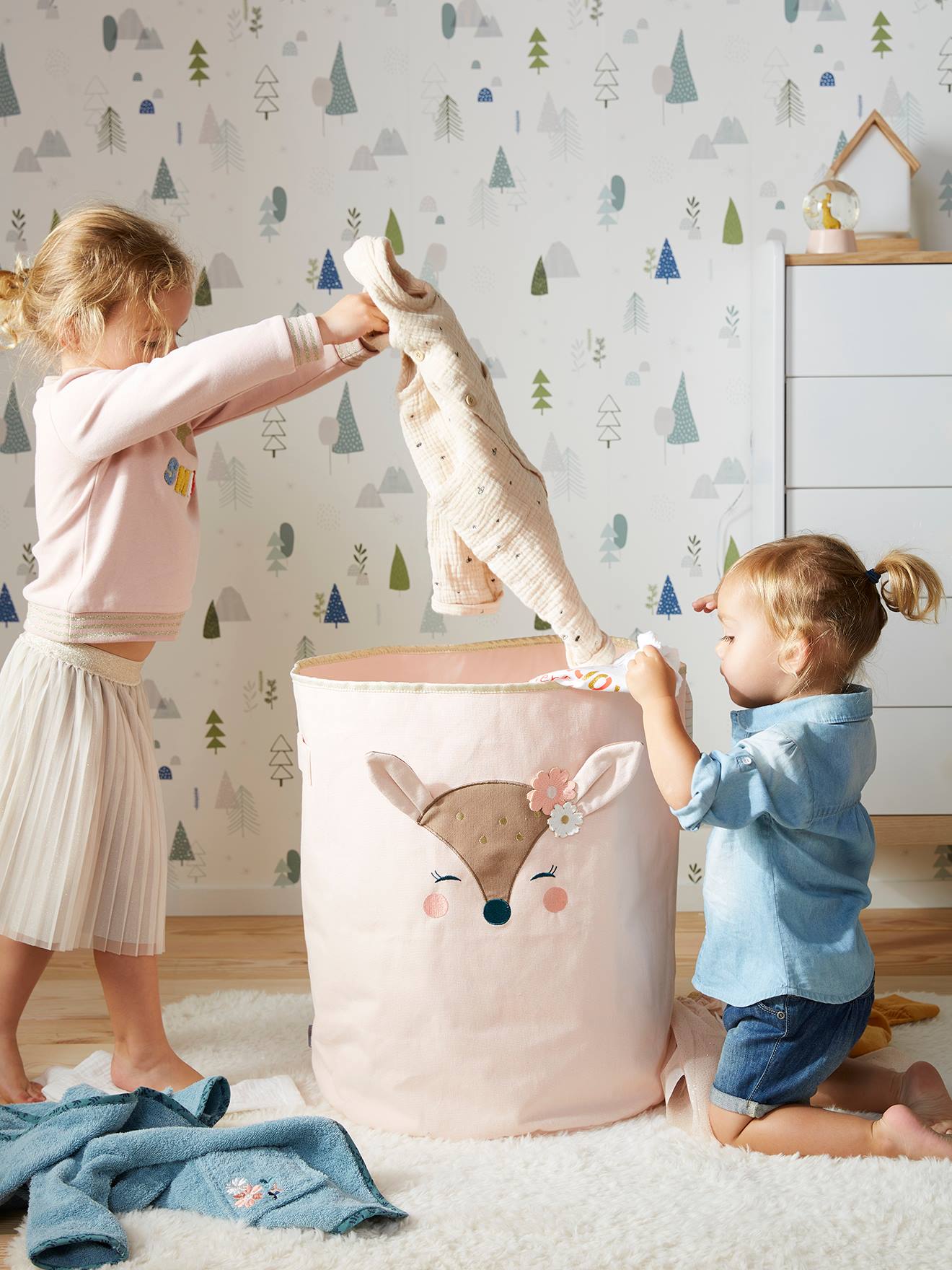 Panier de rangement XL Biche rose