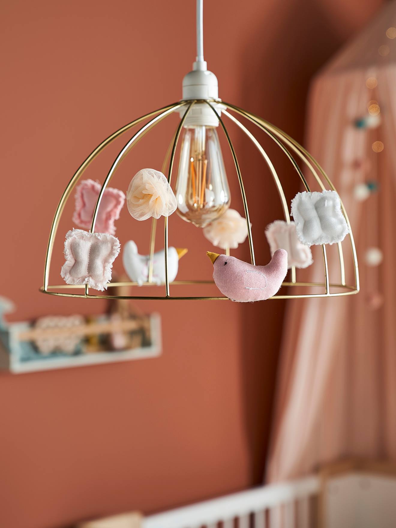 Abat-jour pour suspension Cage dorée PAPILLON doré