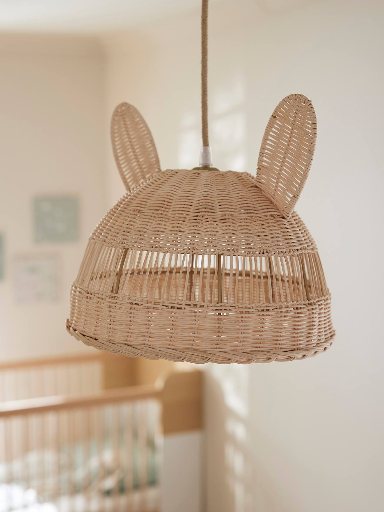 Abat-jour pour suspension Lapin en rotin
