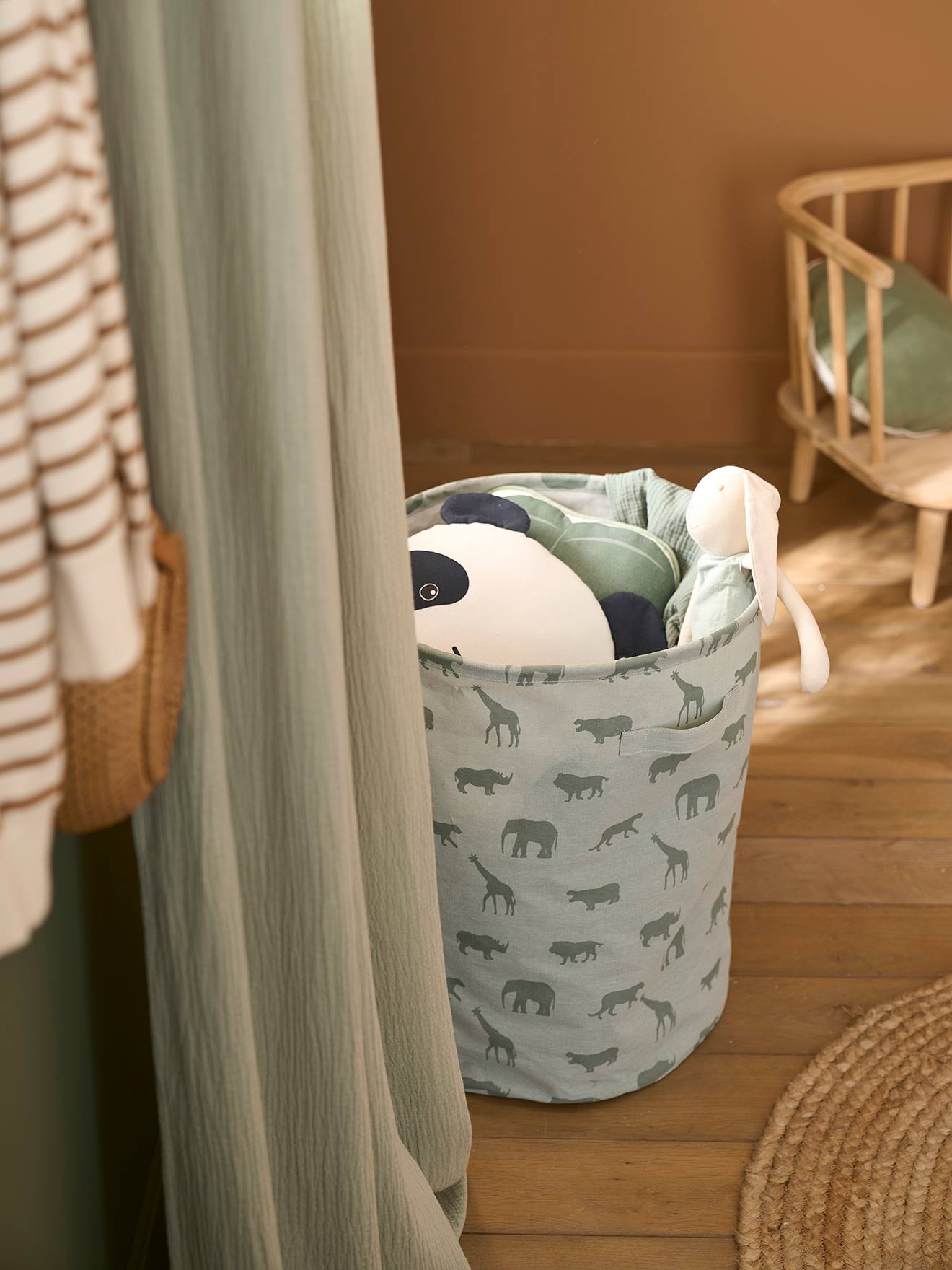 Vertbaudet - Panier de rangement vert imprimé
