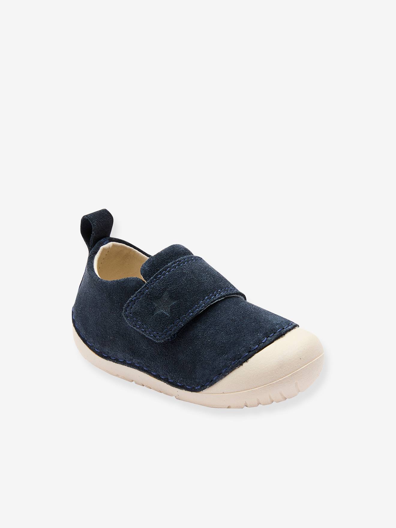 Chaussons souples scratchés bébé marine