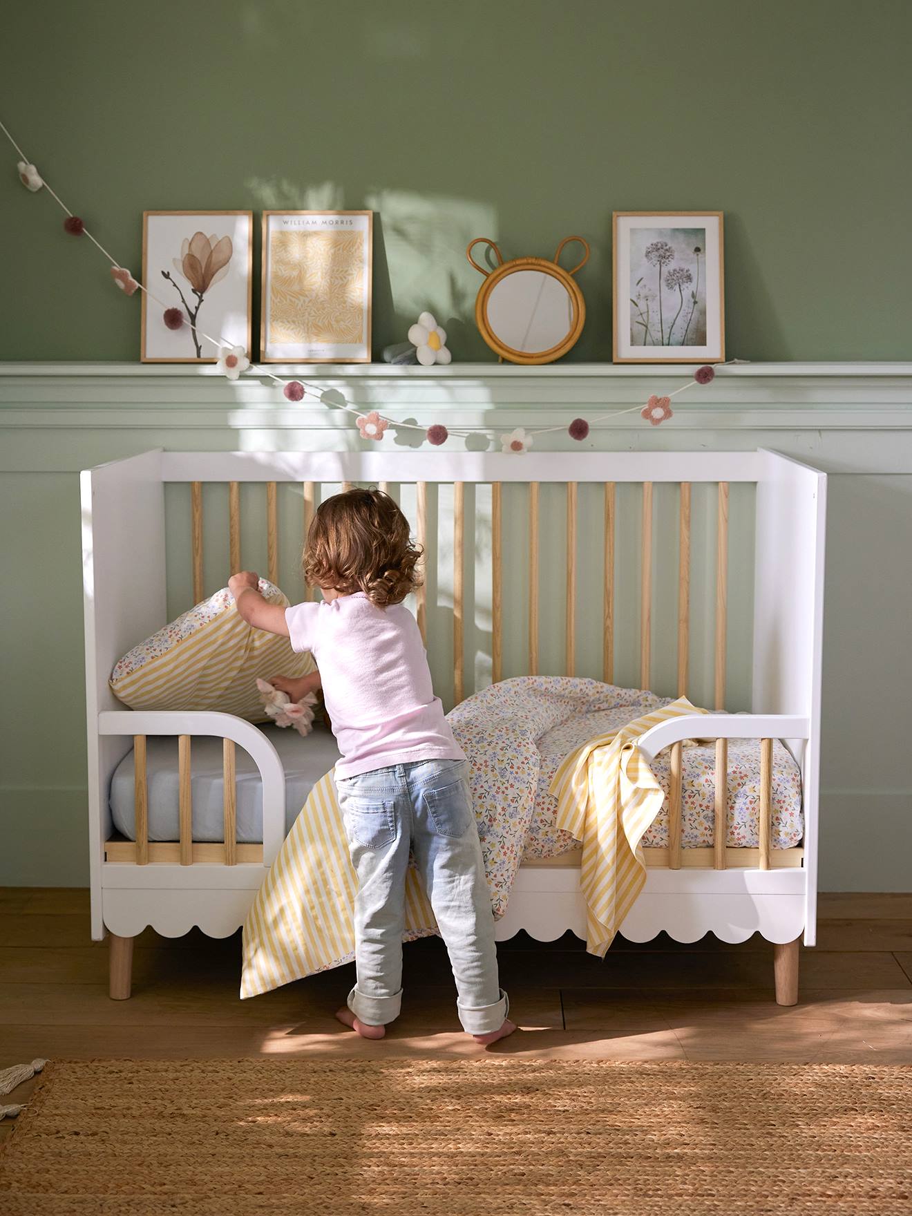 Lit bébé évolutif LIGNE FESTON blanc (Vertbaudet) - Image 1