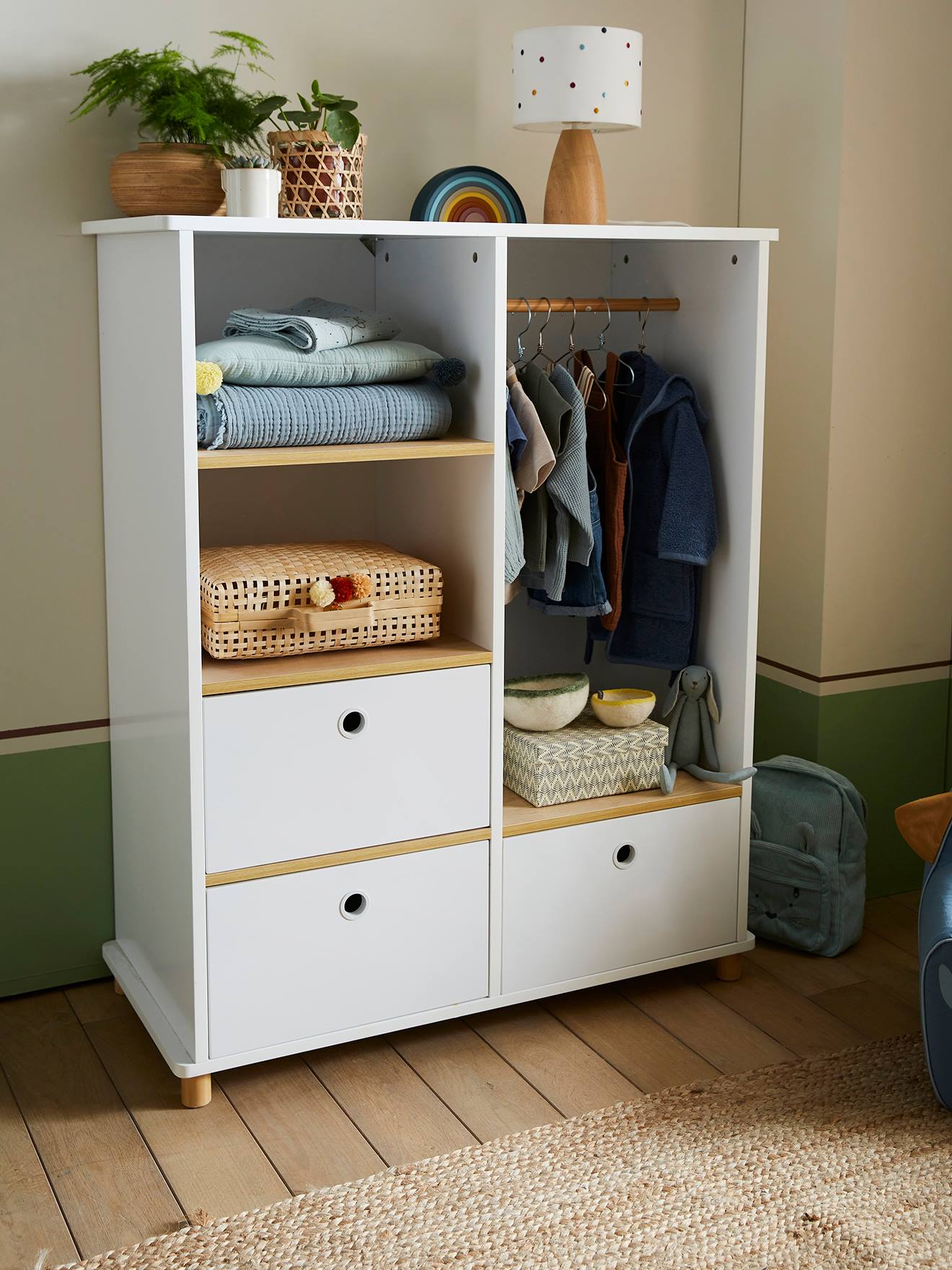 Petit dressing LIGNE PTILOU blanc/bois