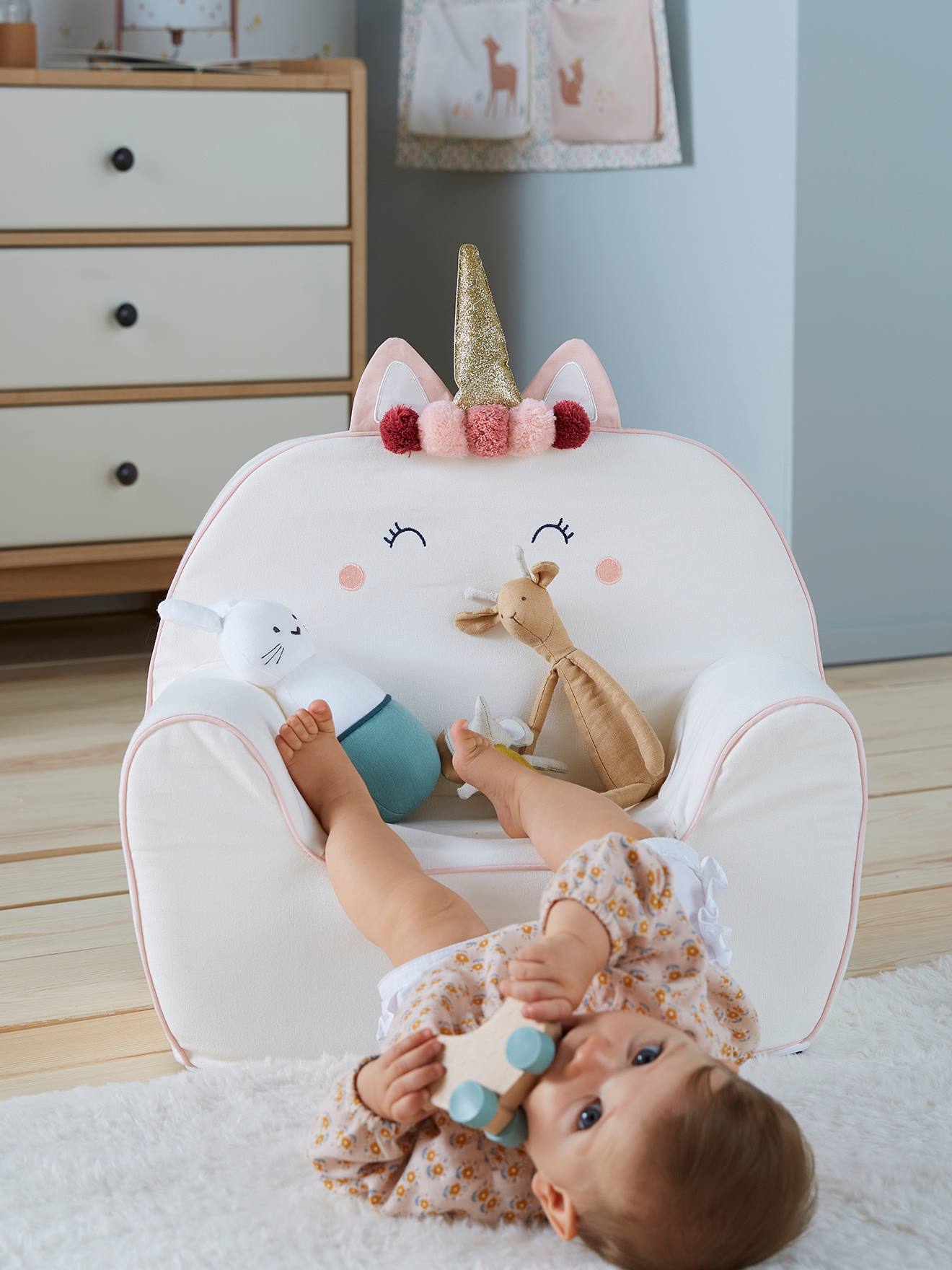 Fauteuil en mousse personnalisable Licorne blanc