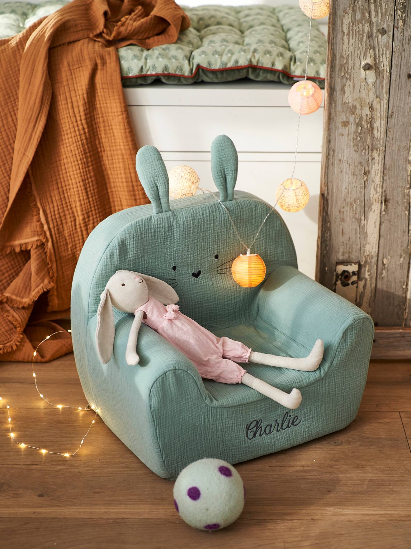 Fauteuil en mousse personnalisable Lapin vert (Vertbaudet) - Image 2