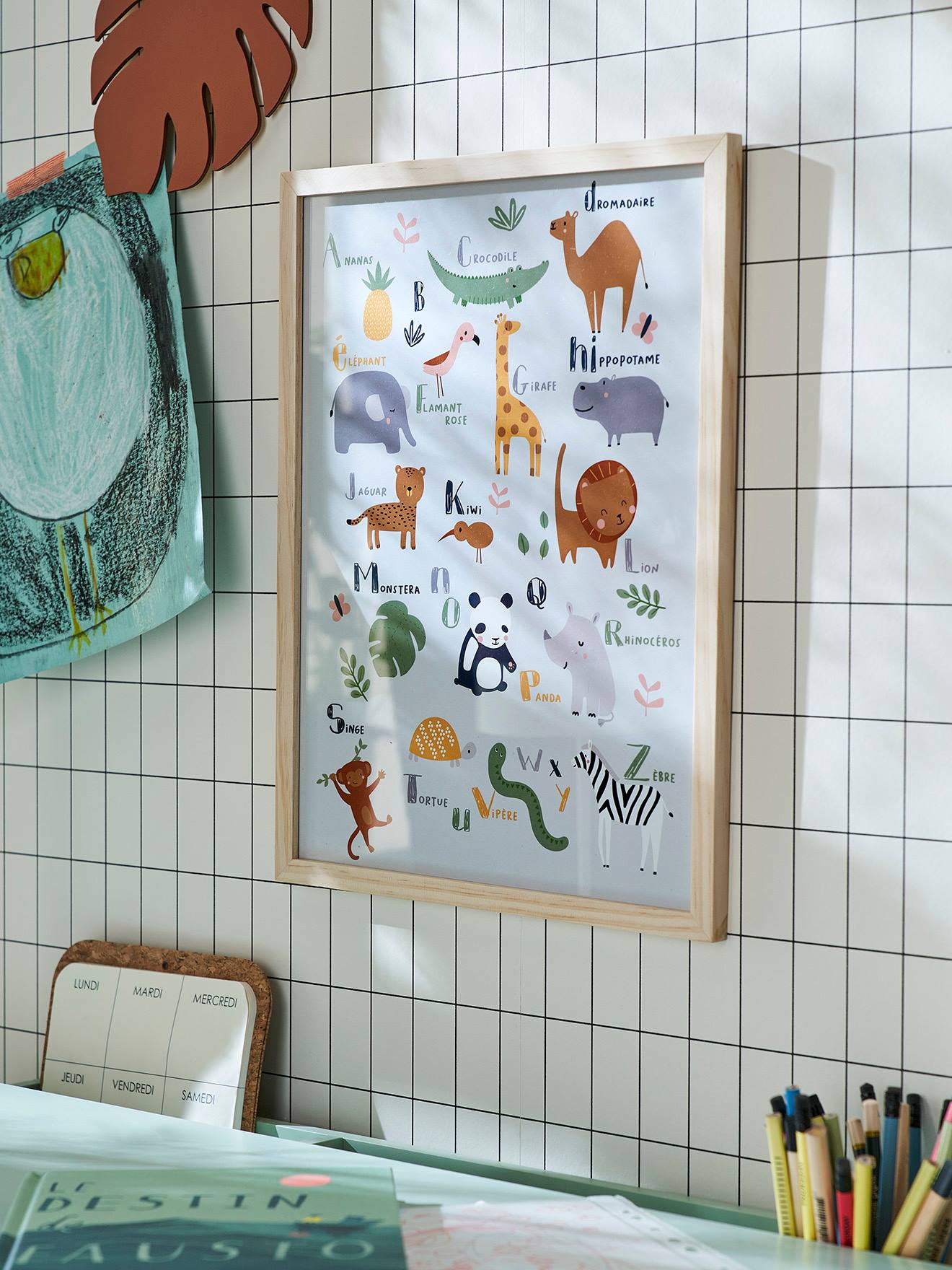 Cadre + affiche Abécédaire Jungle multicolore