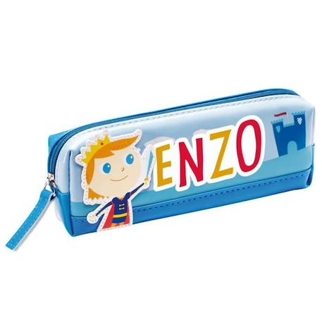 Fille-Accessoires-Cartable, trousse-Trousse enfant prénom garçon Enzo - Bleu - 19 x 6 x 3,5 cm