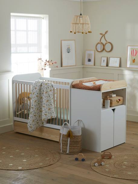 Vertbaudet - Lit bébé évolutif combiné 2 en 1 ECLIPSE blanc / bois