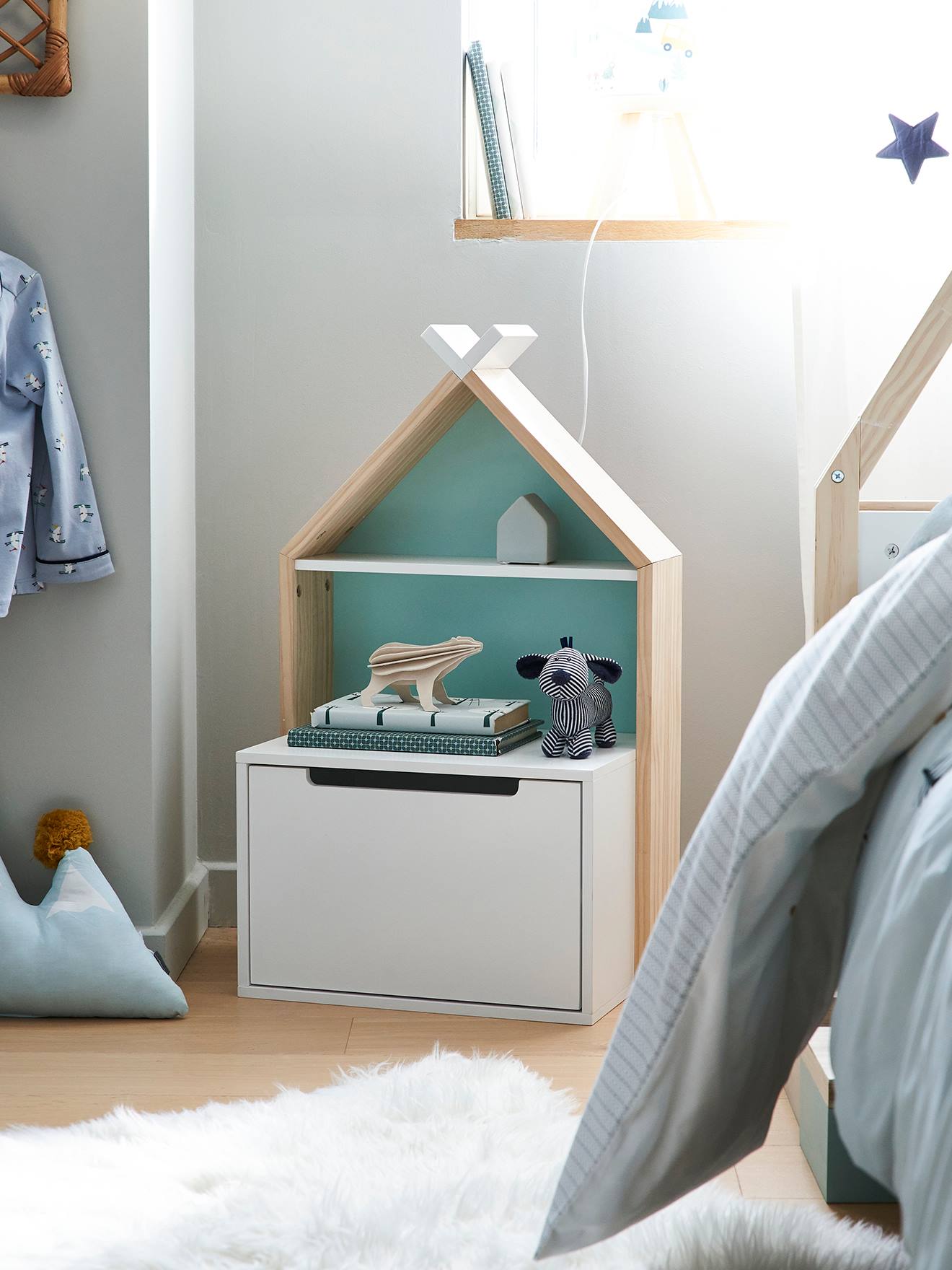 Chevet enfant fond réversible bleu ou rose LIGNE TIPILI blanc