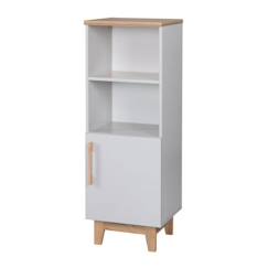 -Étagère Enfant ROBA Caro en Bois - 2 Niches et 1 Porte - Gris Clair / Chêne Doré