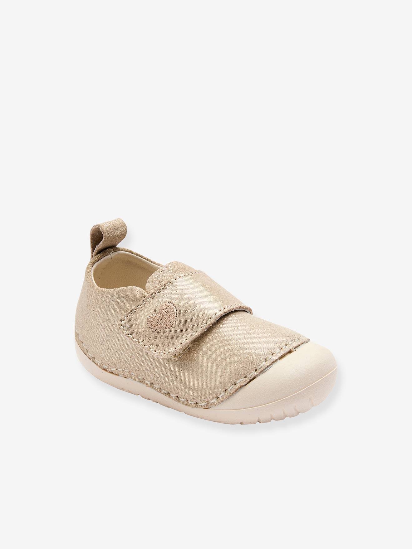 Chaussons souples scratchés bébé or